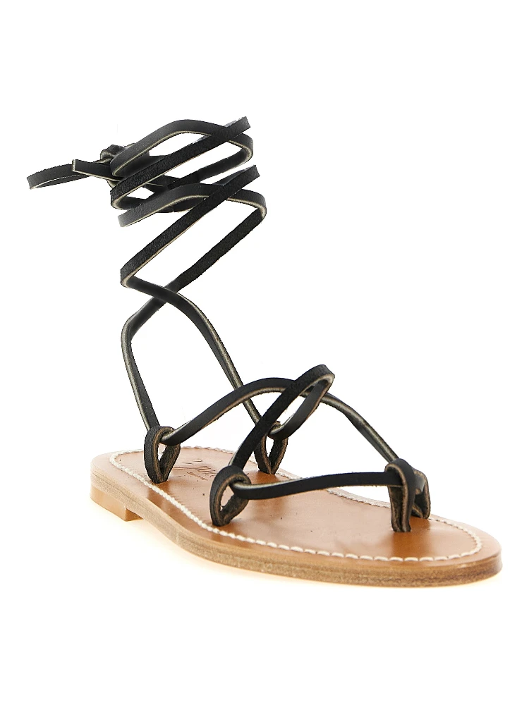Black Cowhide Flat Sandals alternative
