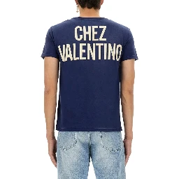 "CHEZ VALENTINO" PRINT AND PATCH T-SHIRT