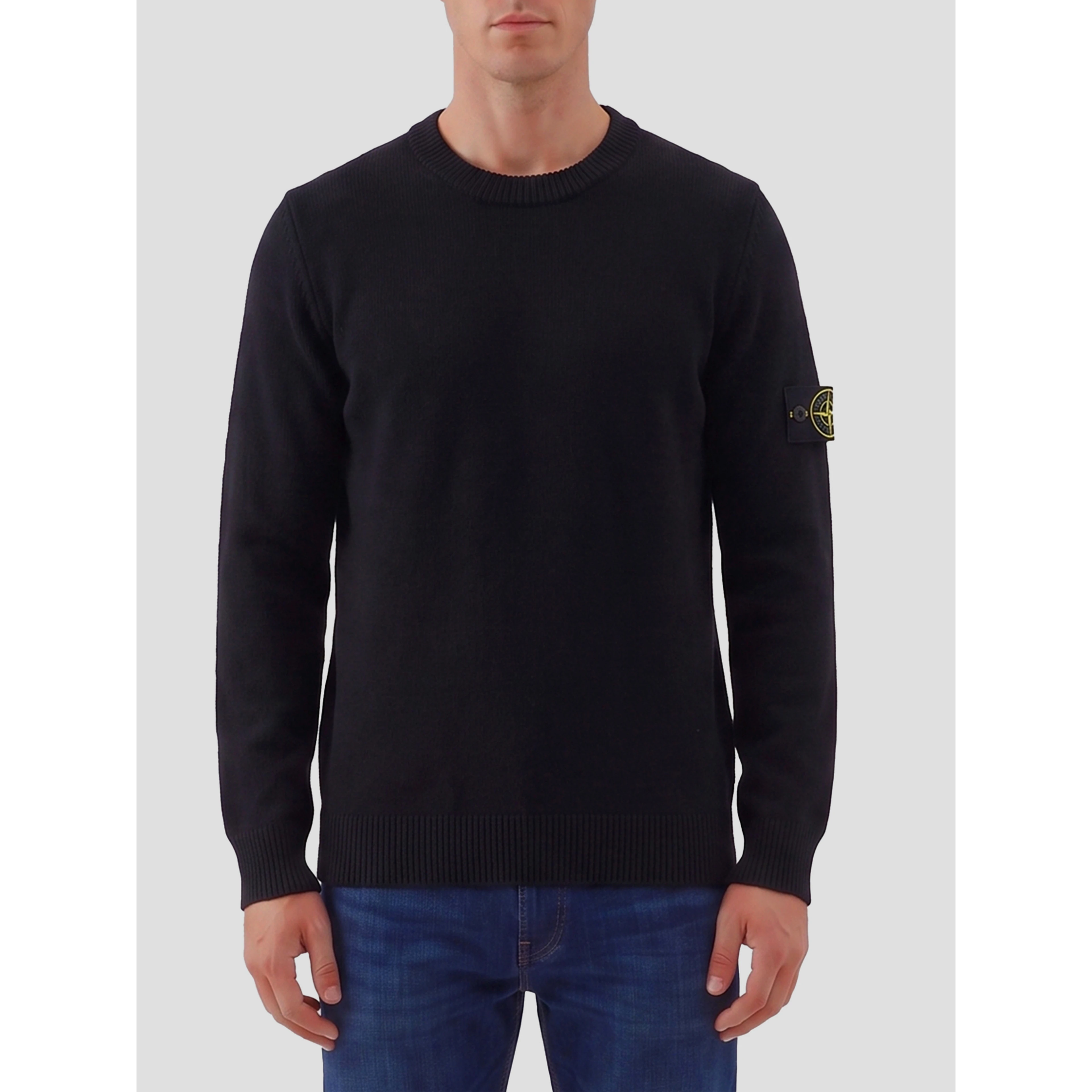 Black crewneck sweater