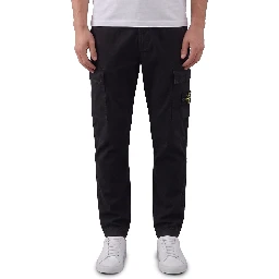 Stretch aged-effect pants