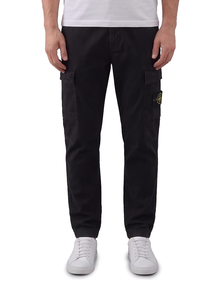 Stretch aged-effect pants