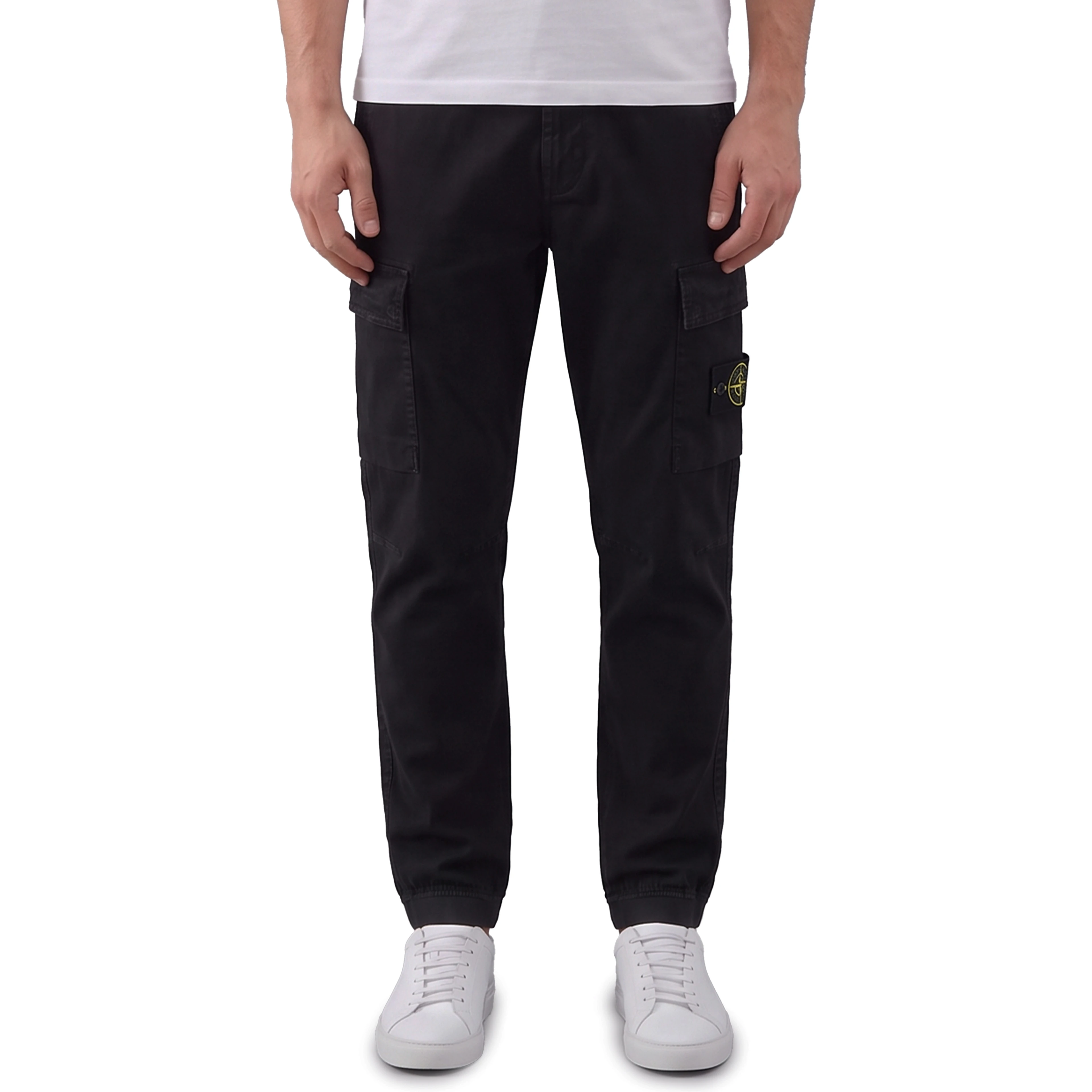 Stretch aged-effect pants