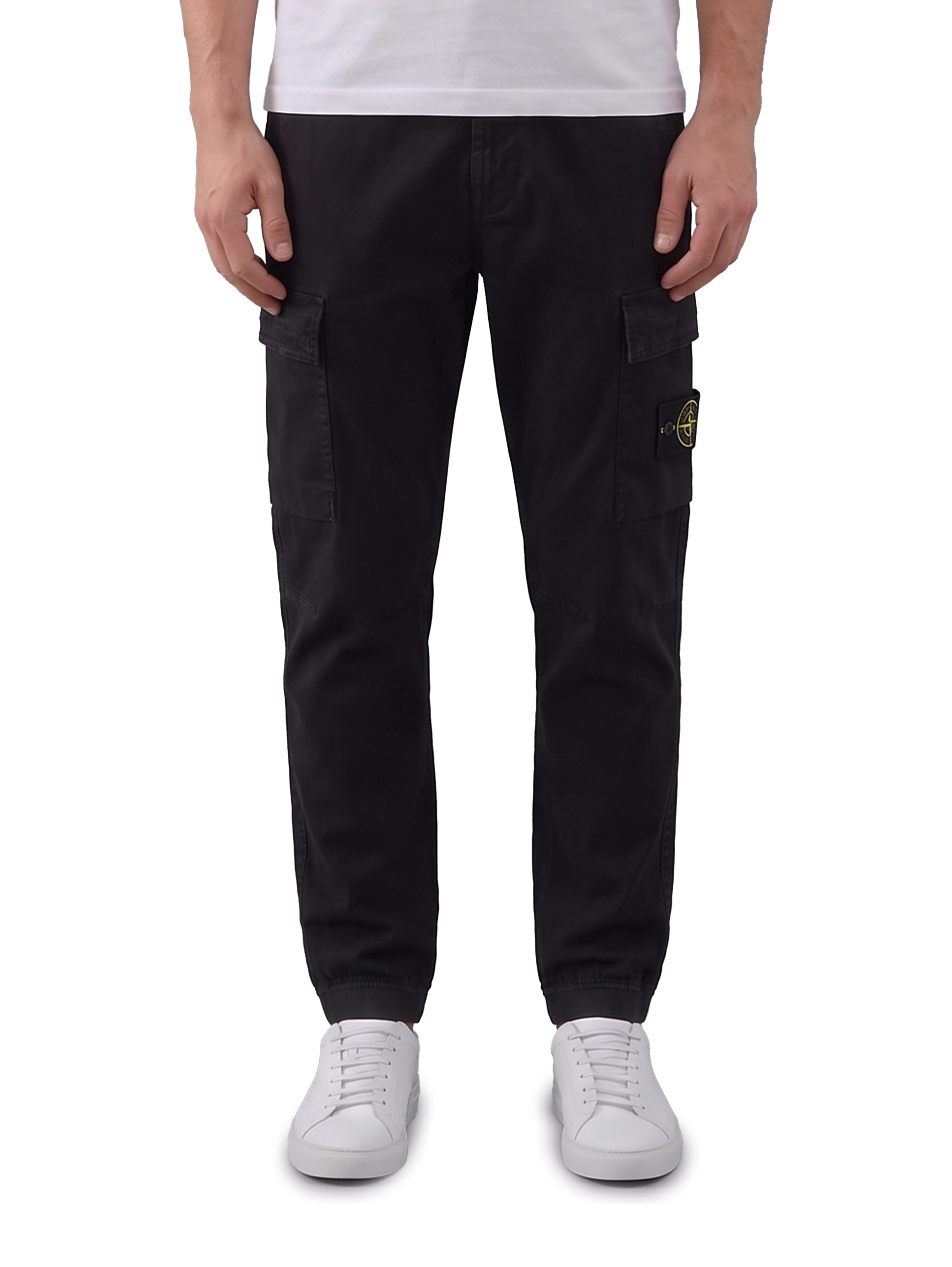 Stretch aged-effect pants