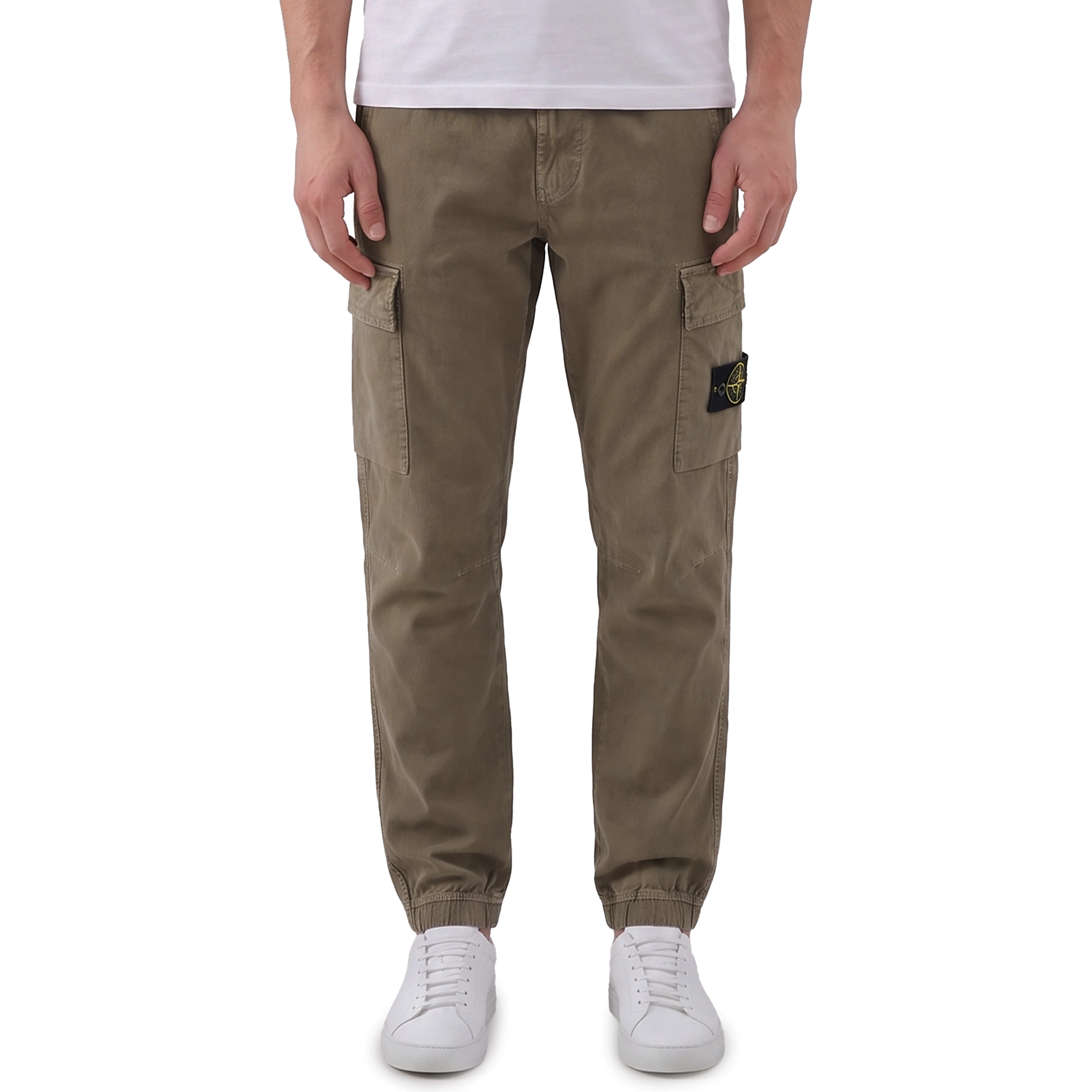 Stretch aged-effect pants