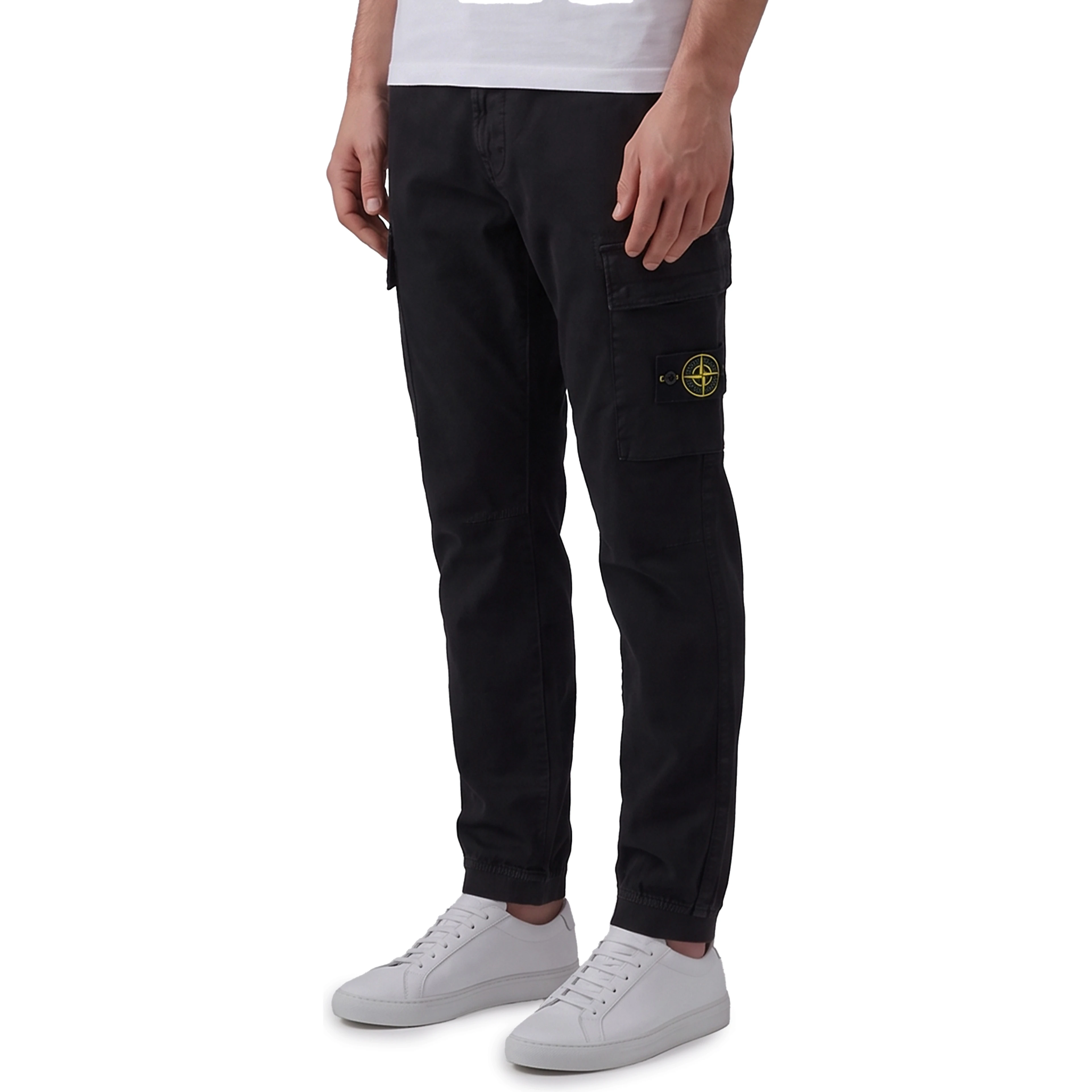 Stretch aged-effect pants