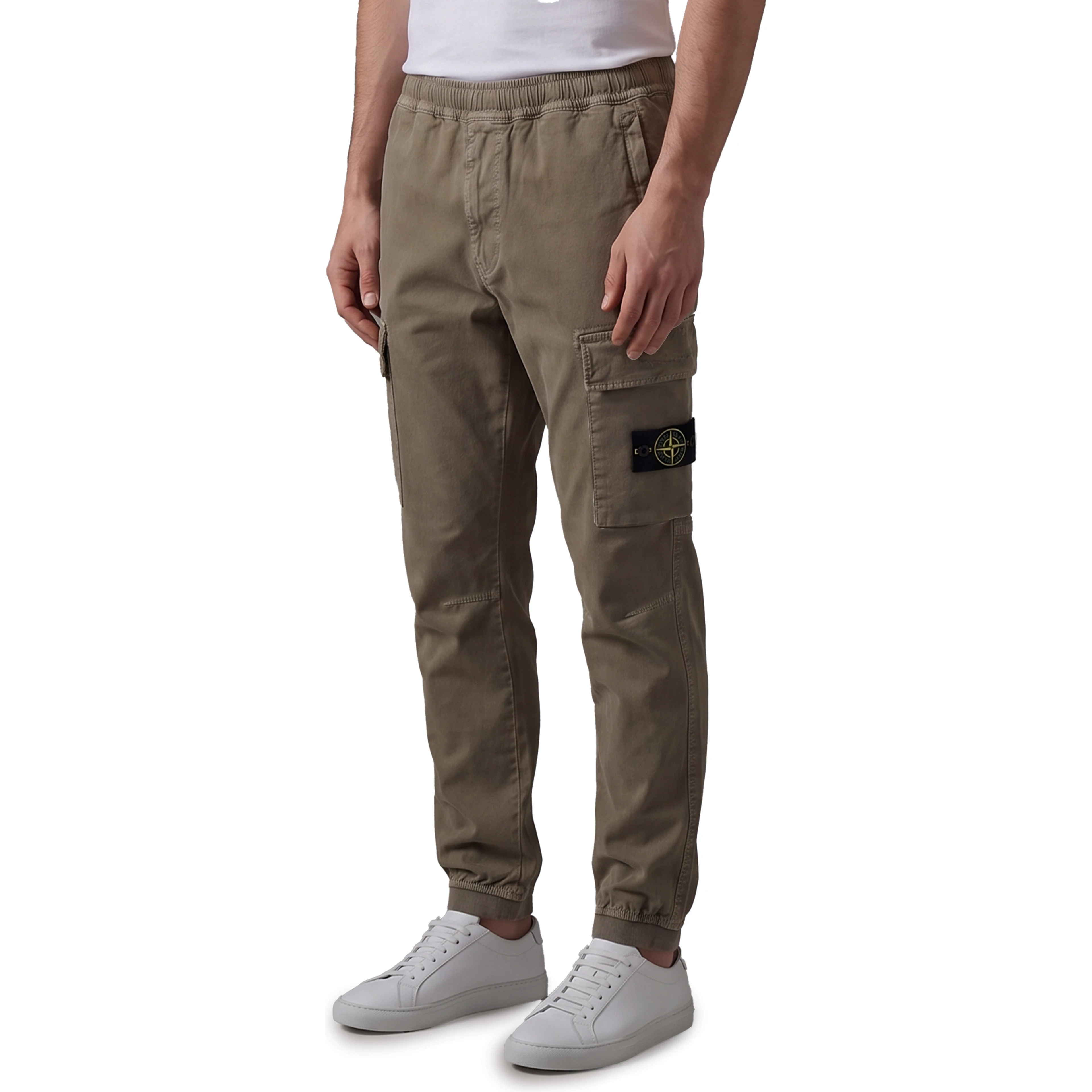 Stretch aged-effect pants