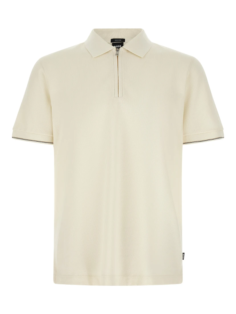Beige Cotton Polo Shirt