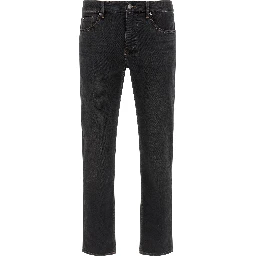 Black Cotton Straight-Leg Jeans