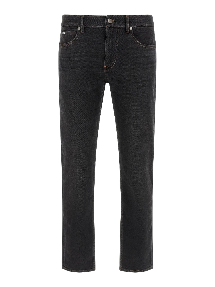 Black Cotton Straight-Leg Jeans