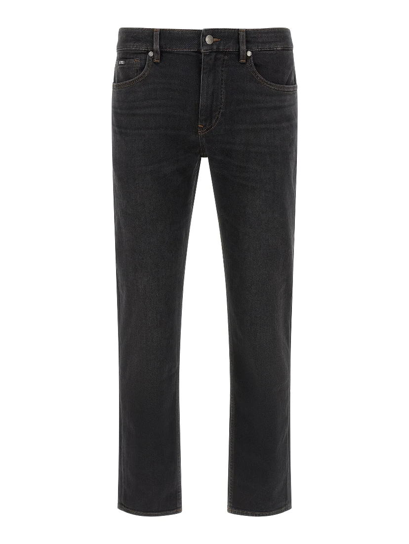 Black Cotton Straight-Leg Jeans