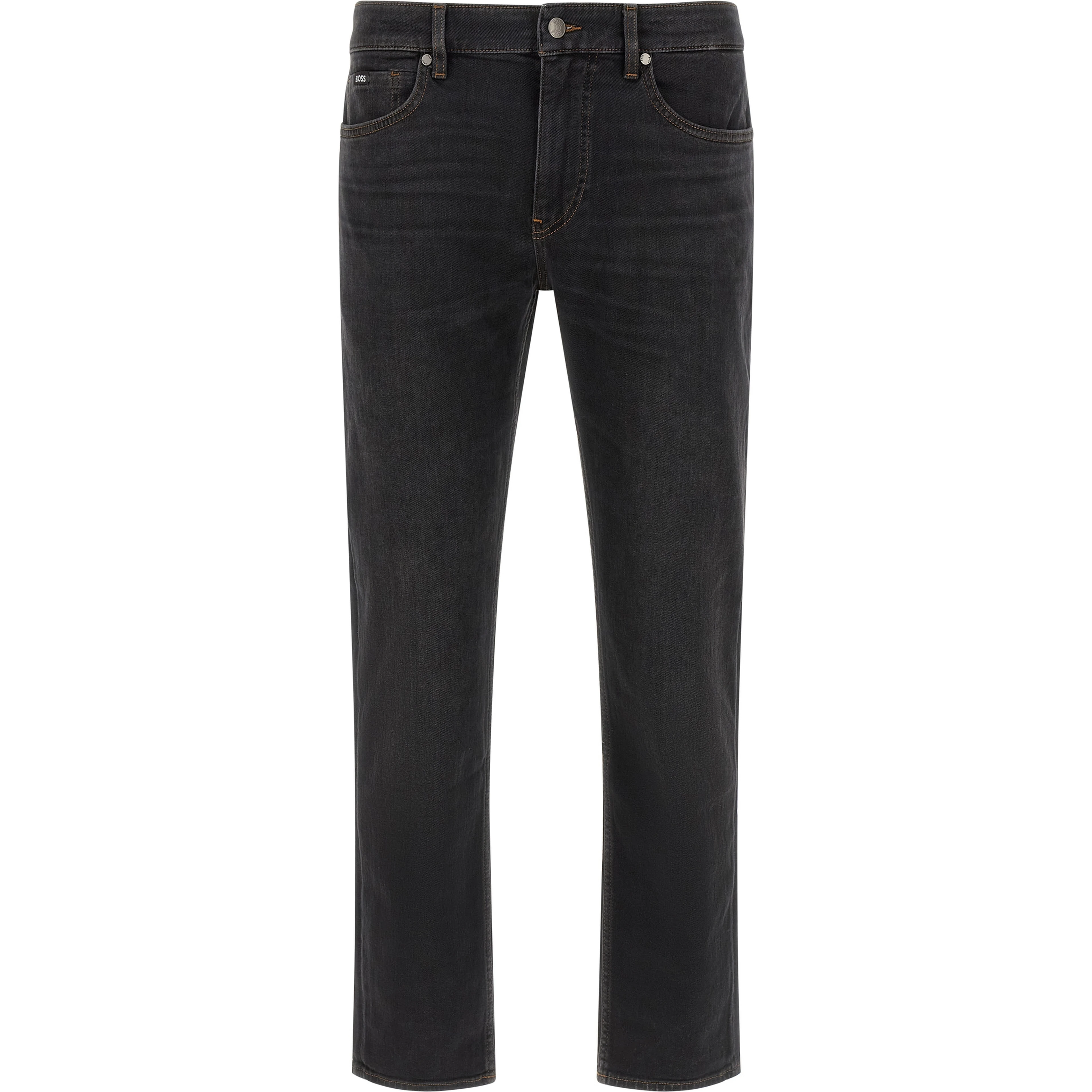 Black Cotton Straight-Leg Jeans