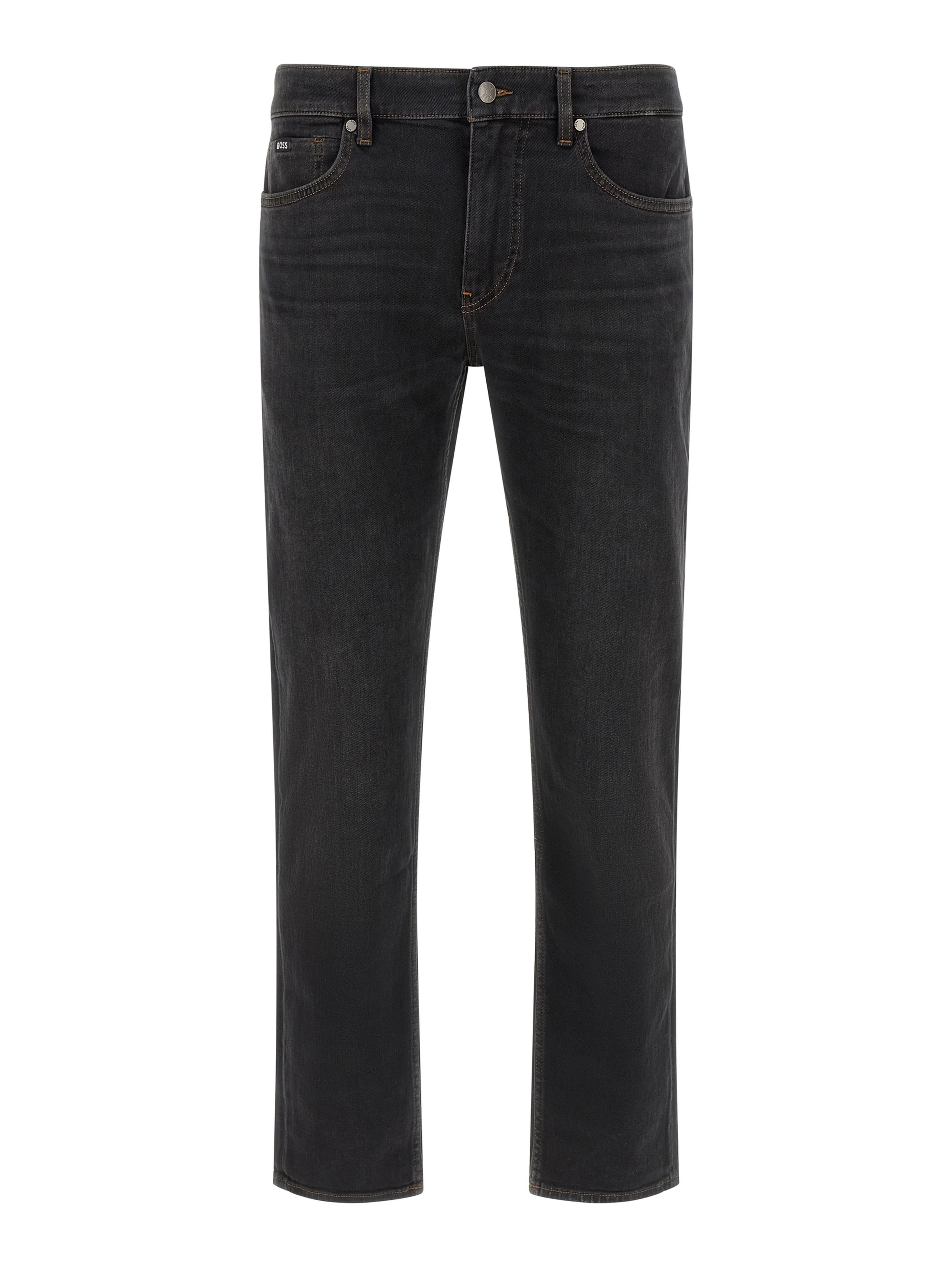 Black Cotton Straight-Leg Jeans