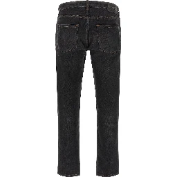 Black Cotton Straight-Leg Jeans