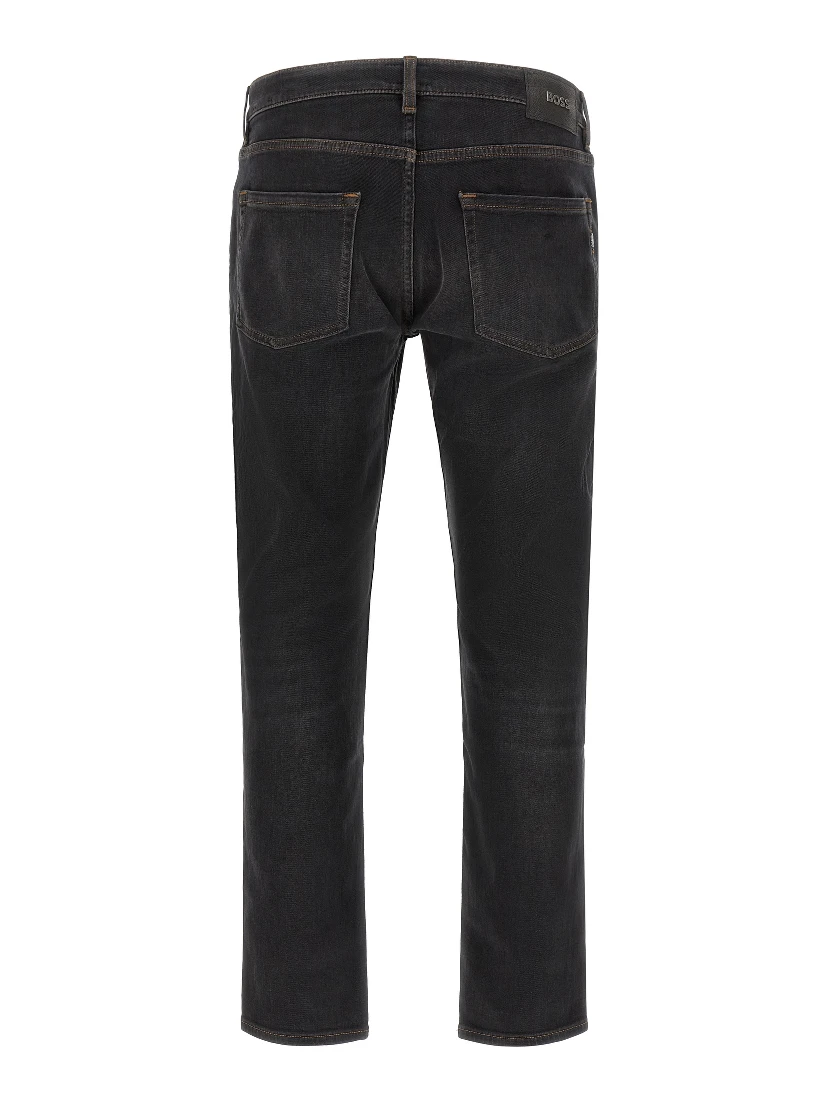 Black Cotton Straight-Leg Jeans