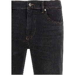 Black Cotton Straight-Leg Jeans