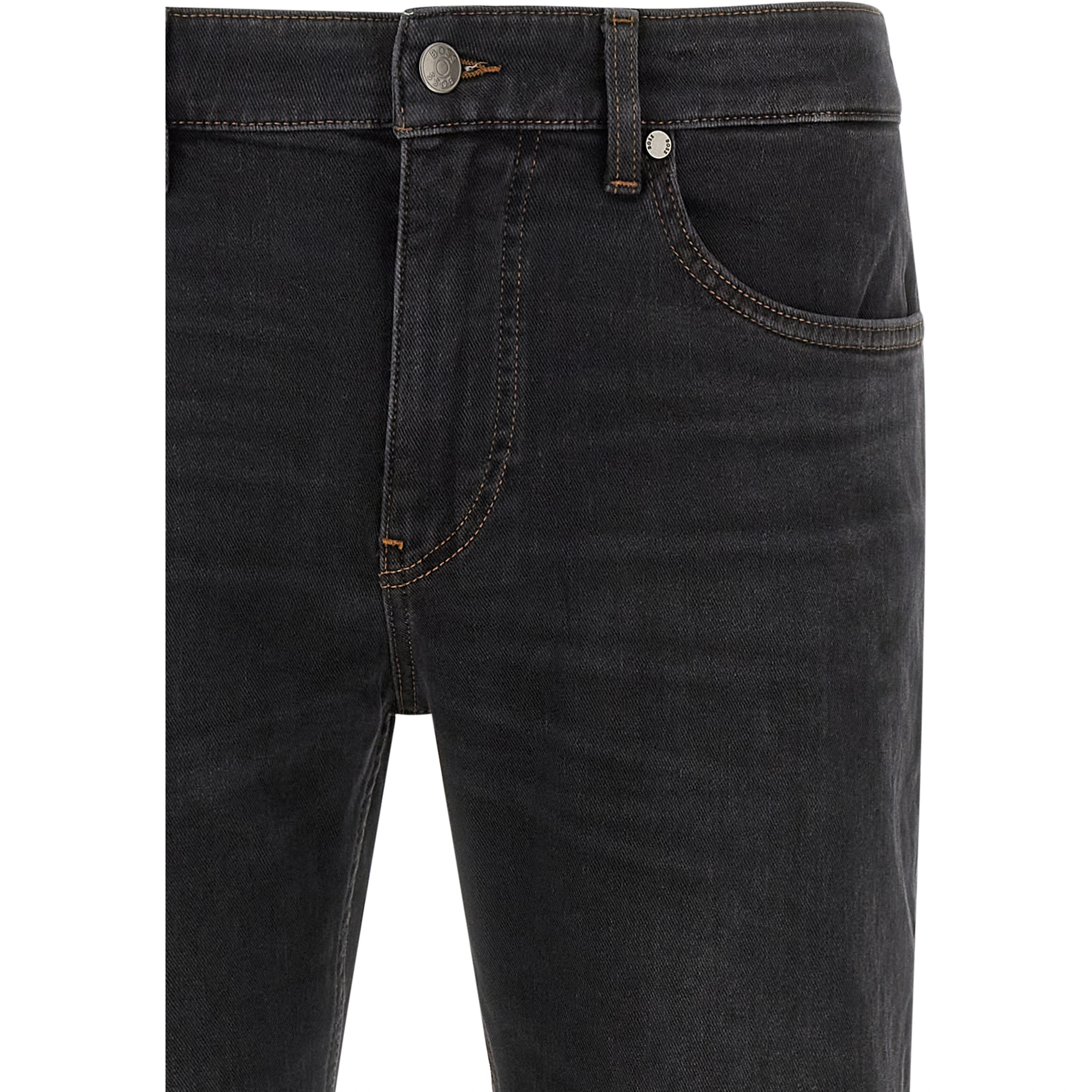 Black Cotton Straight-Leg Jeans