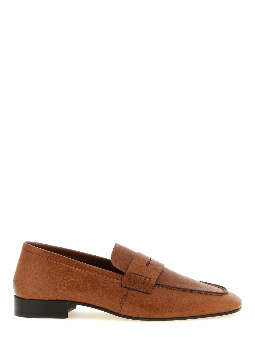 Brown Lamb Leather Slip-On Loafers
