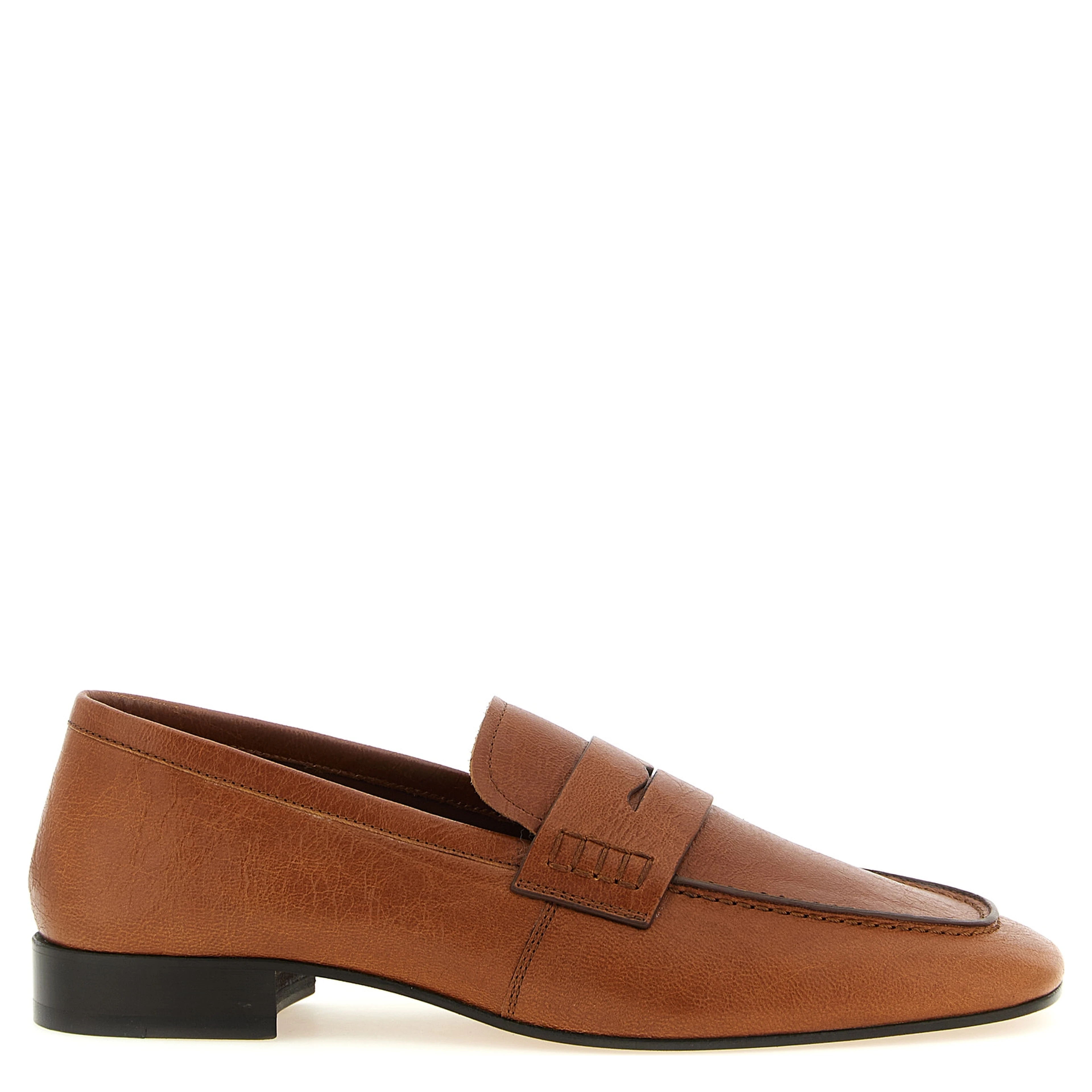 Brown Lamb Leather Slip-On Loafers