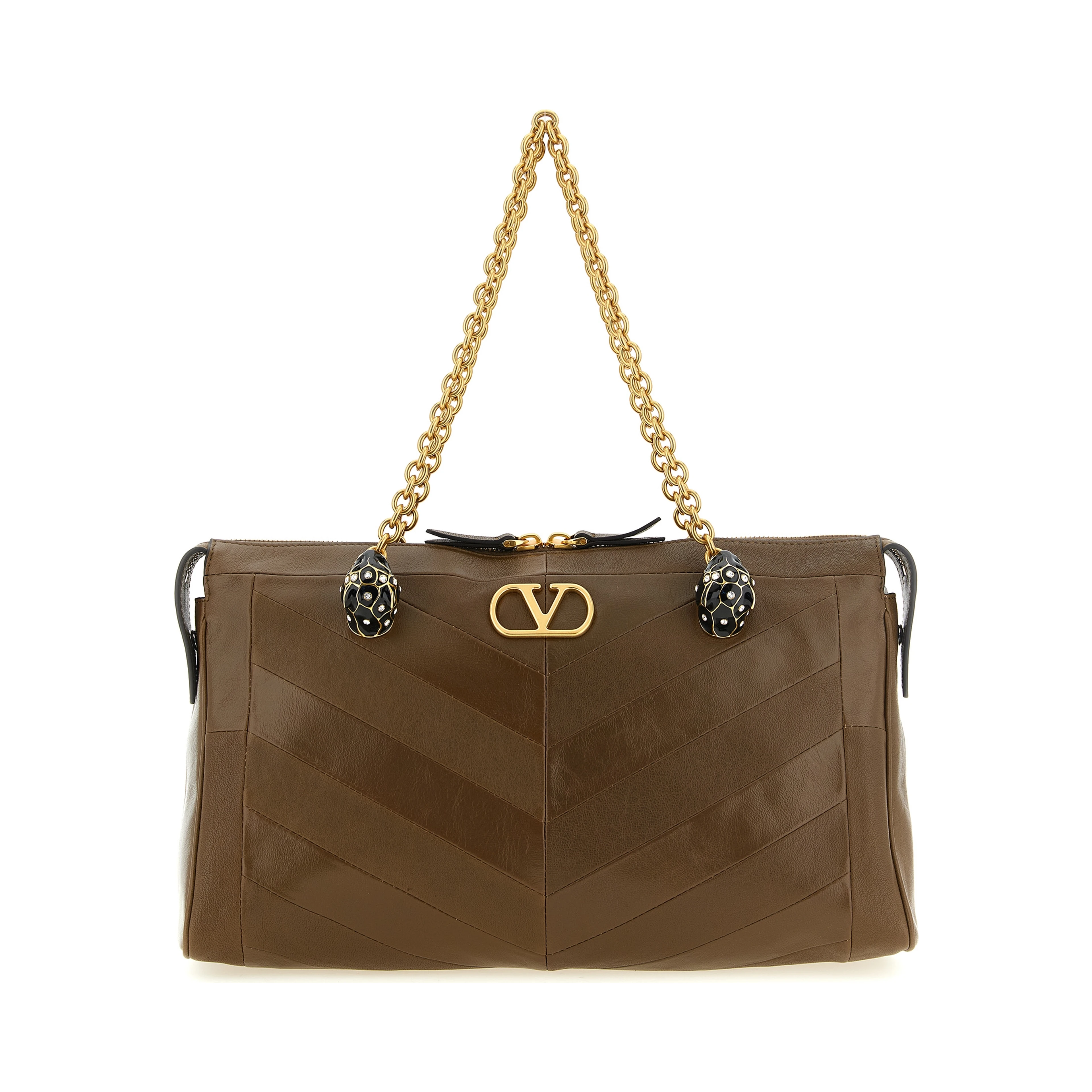 Brown Lamb Leather Shoulder Bag