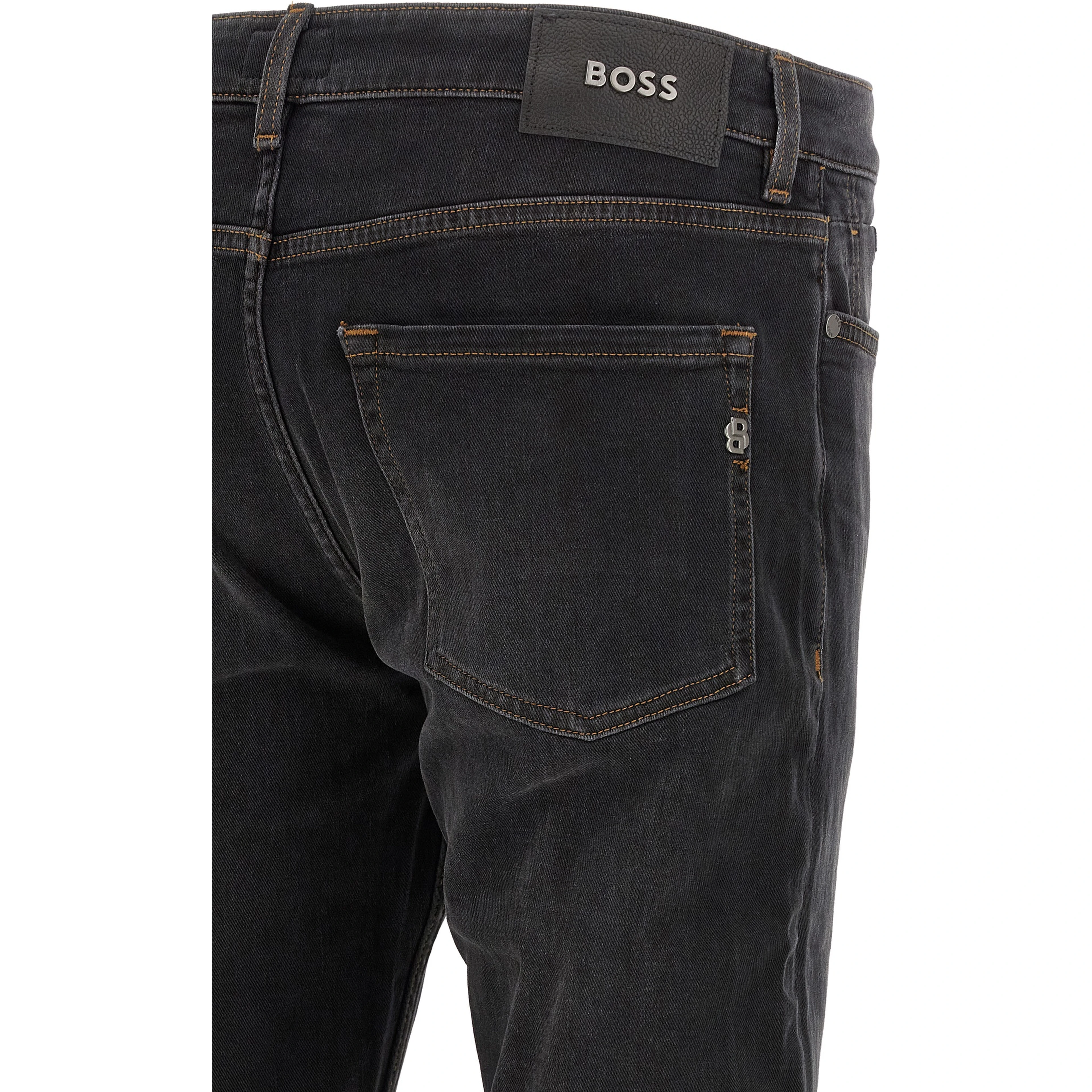 Black Cotton Straight-Leg Jeans