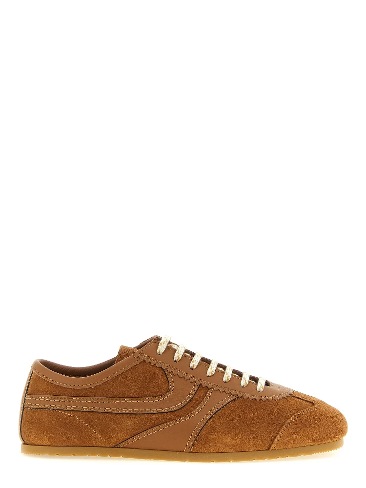 Brown Calfskin Low Top Sneakers