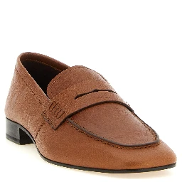 Brown Lamb Leather Slip-On Loafers