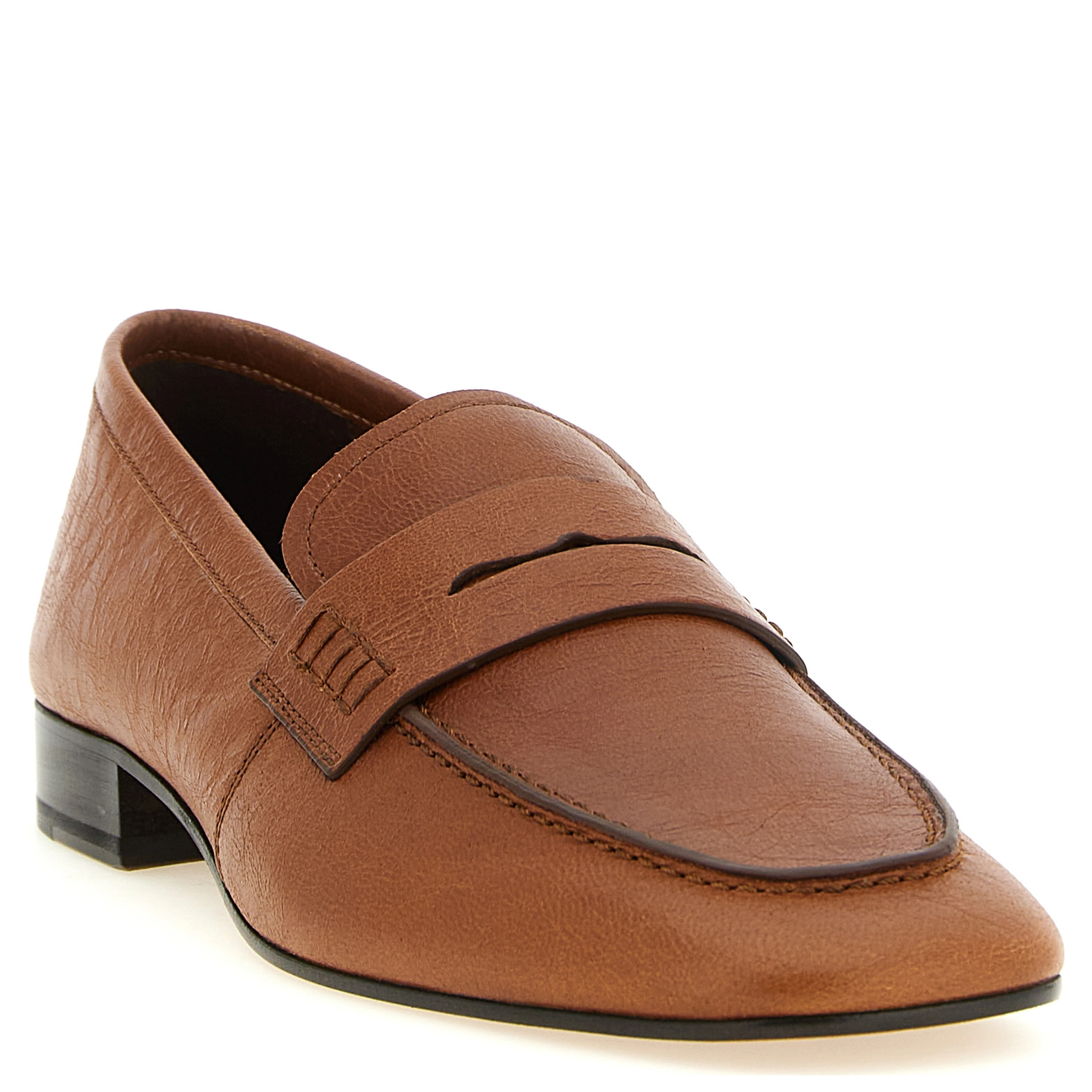 Brown Lamb Leather Slip-On Loafers
