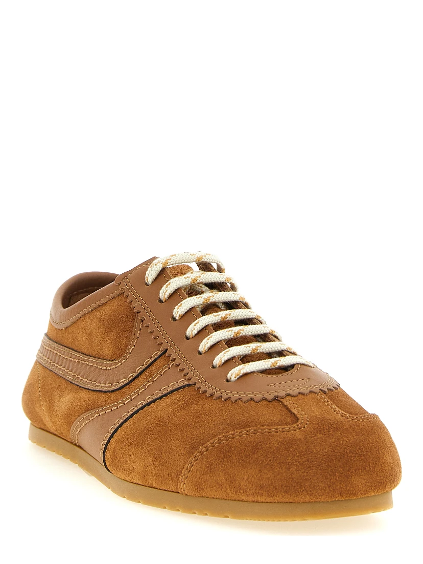Brown Calfskin Low Top Sneakers