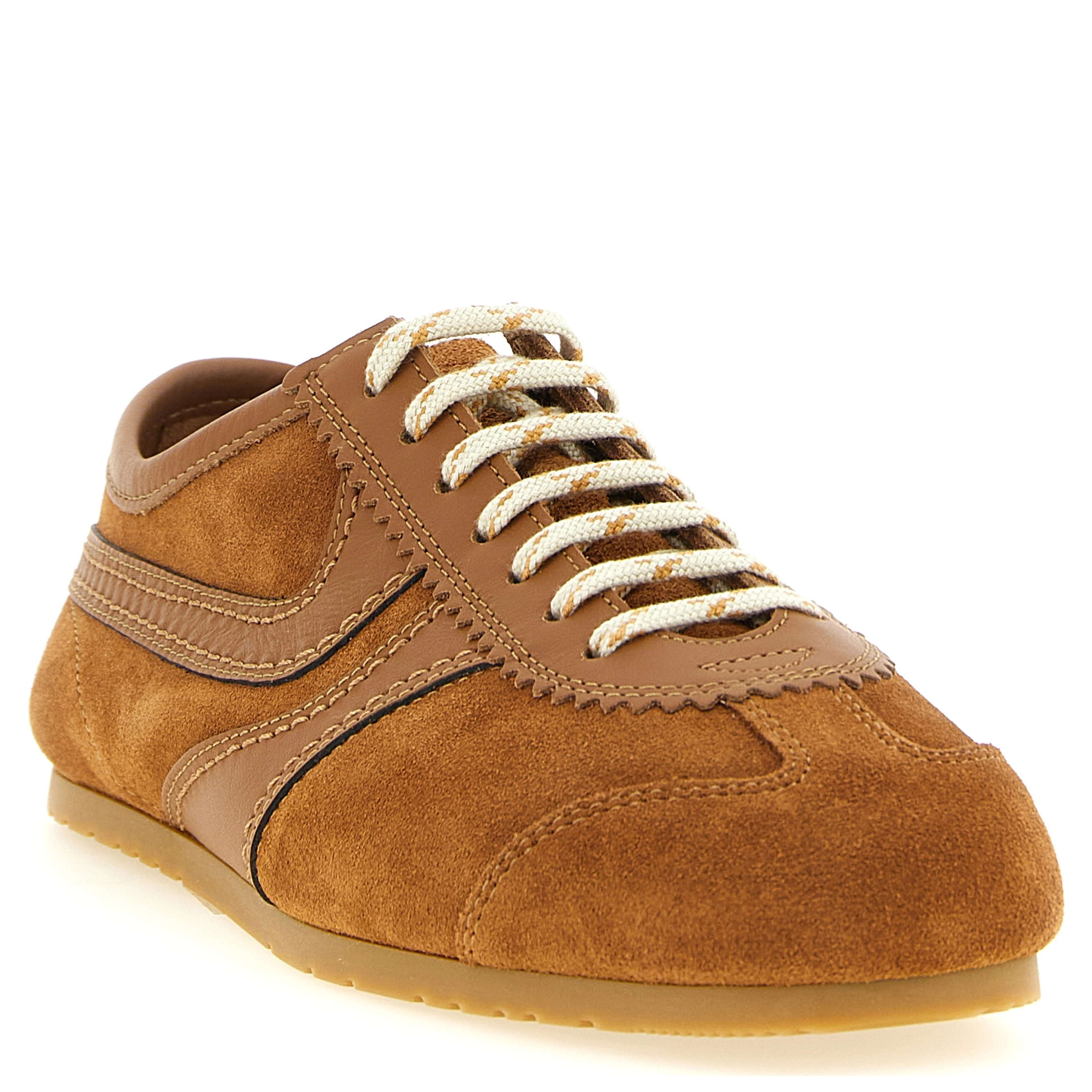 Brown Calfskin Low Top Sneakers