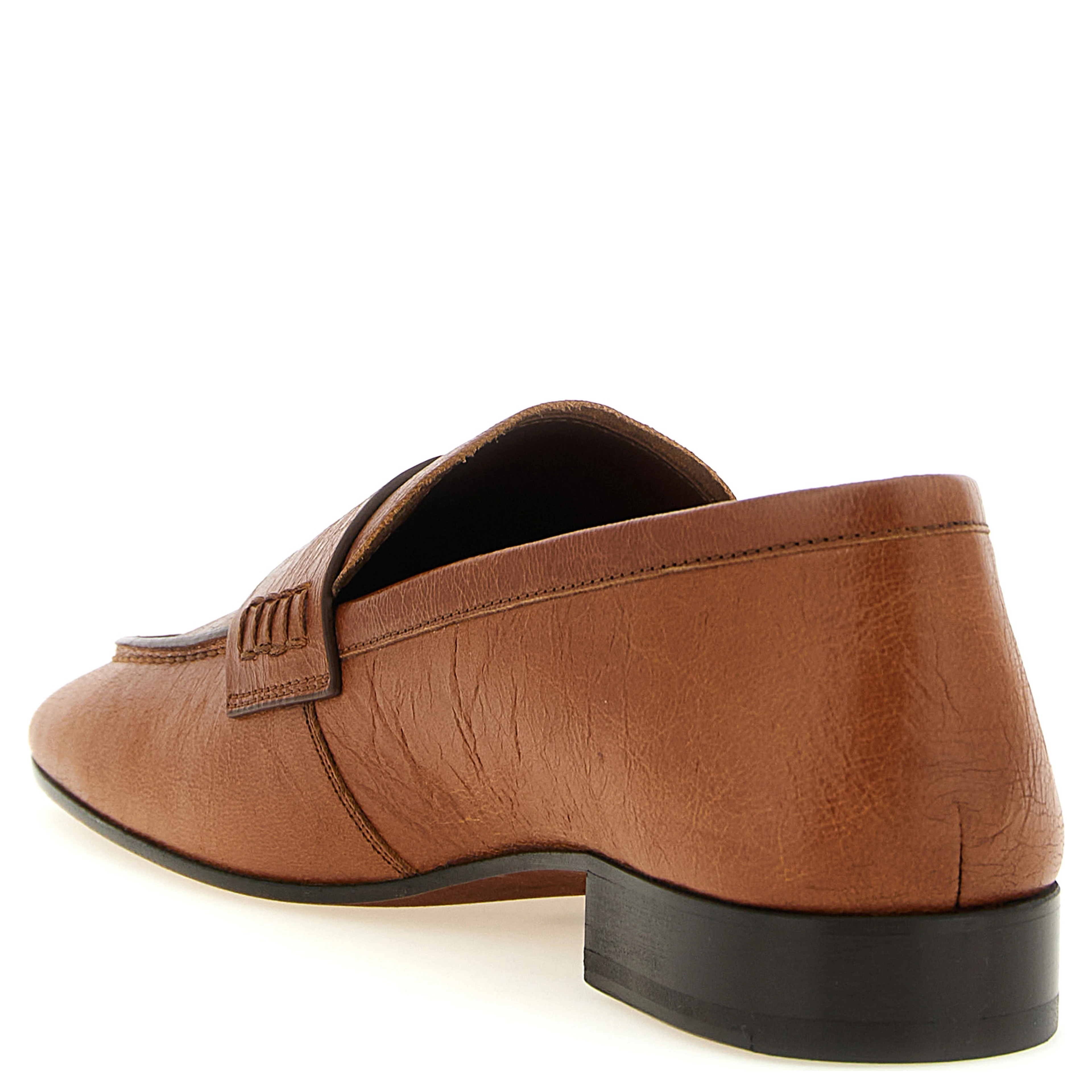 Brown Lamb Leather Slip-On Loafers