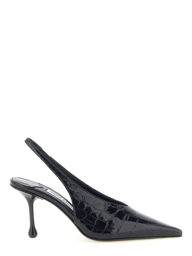 Blue Leather High Heel Pumps