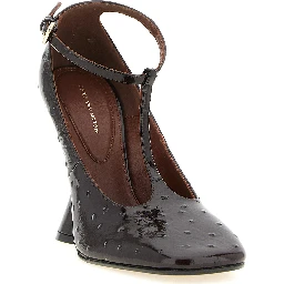 Bordeaux Calfskin Wedge Sandals