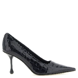 Blue Leather High Heel Pumps