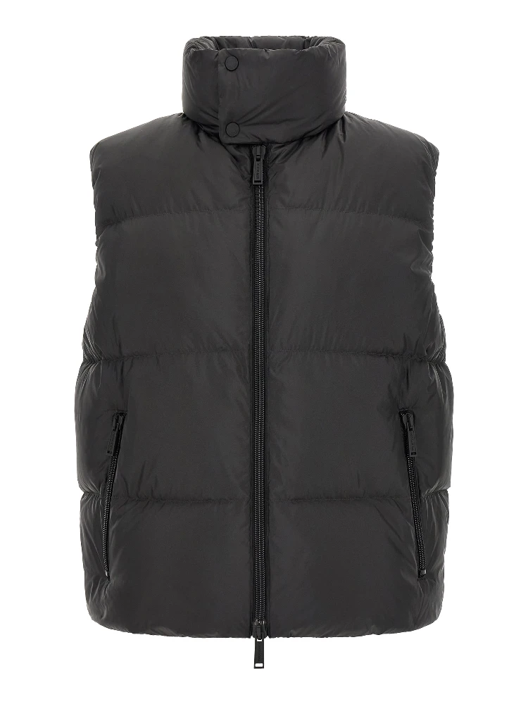 Black Polyester Sleeveless Jacket