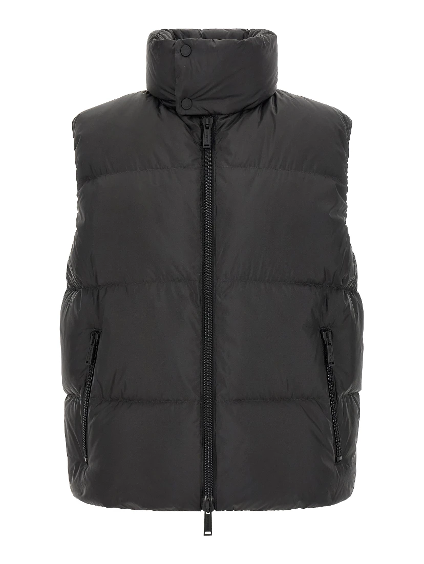 Black Polyester Sleeveless Jacket