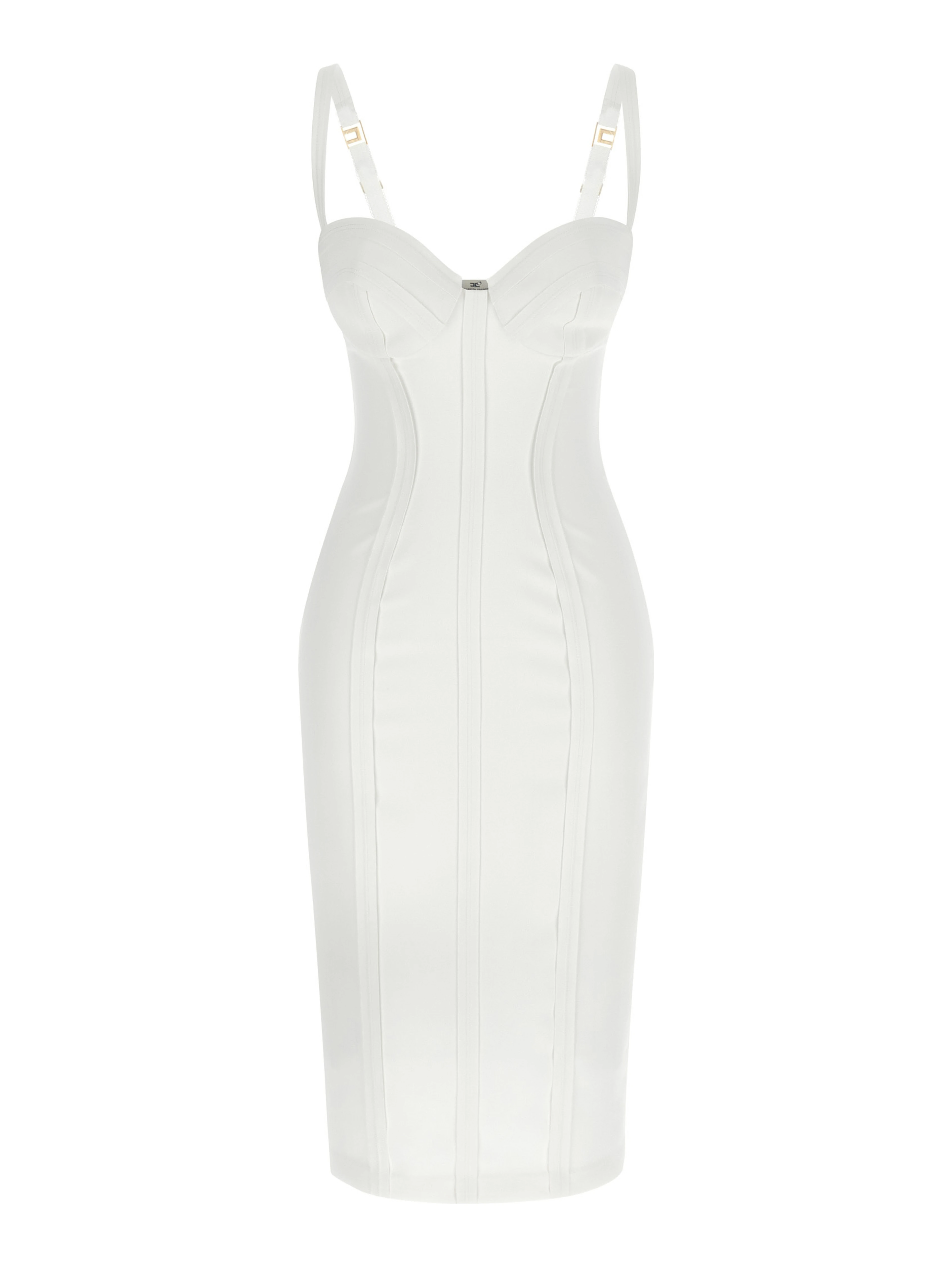 White Polyester Midi Dress