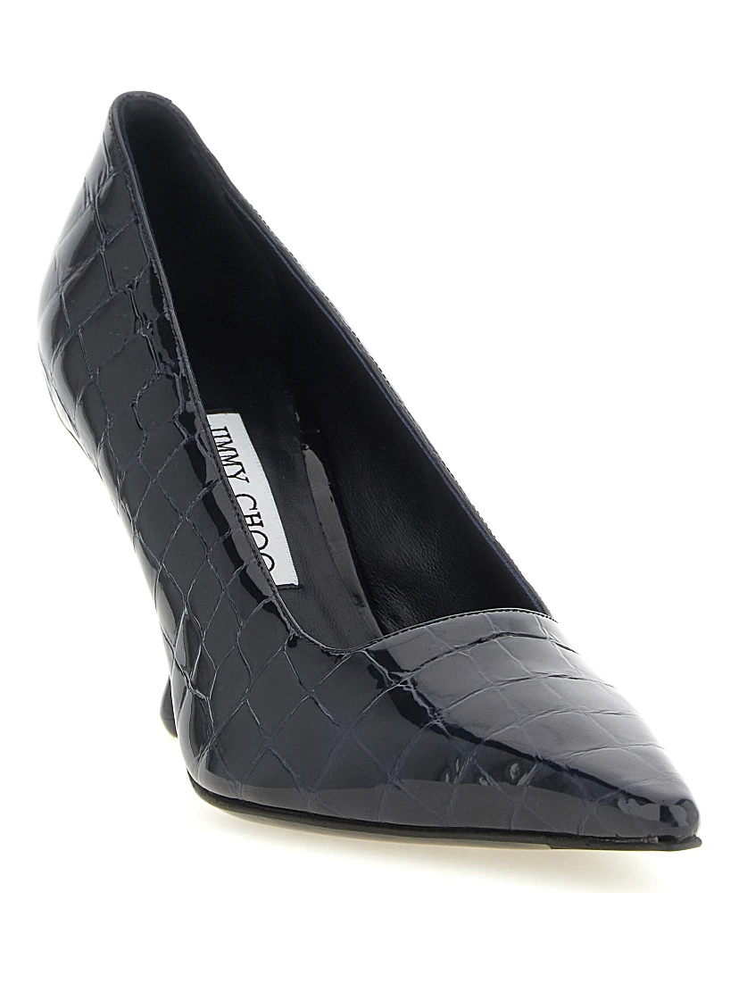 Blue Leather High Heel Pumps