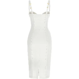 White Polyester Midi Dress