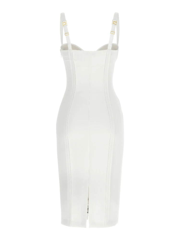 White Polyester Midi Dress alternative