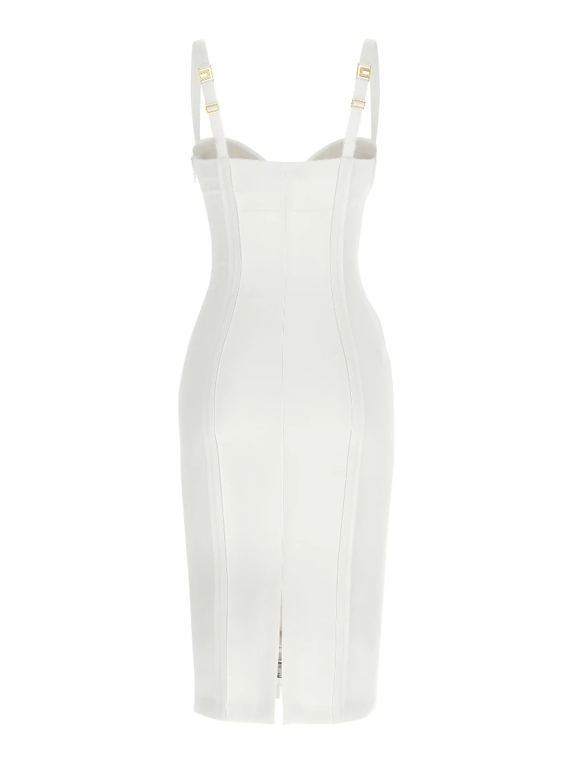 White Polyester Midi Dress