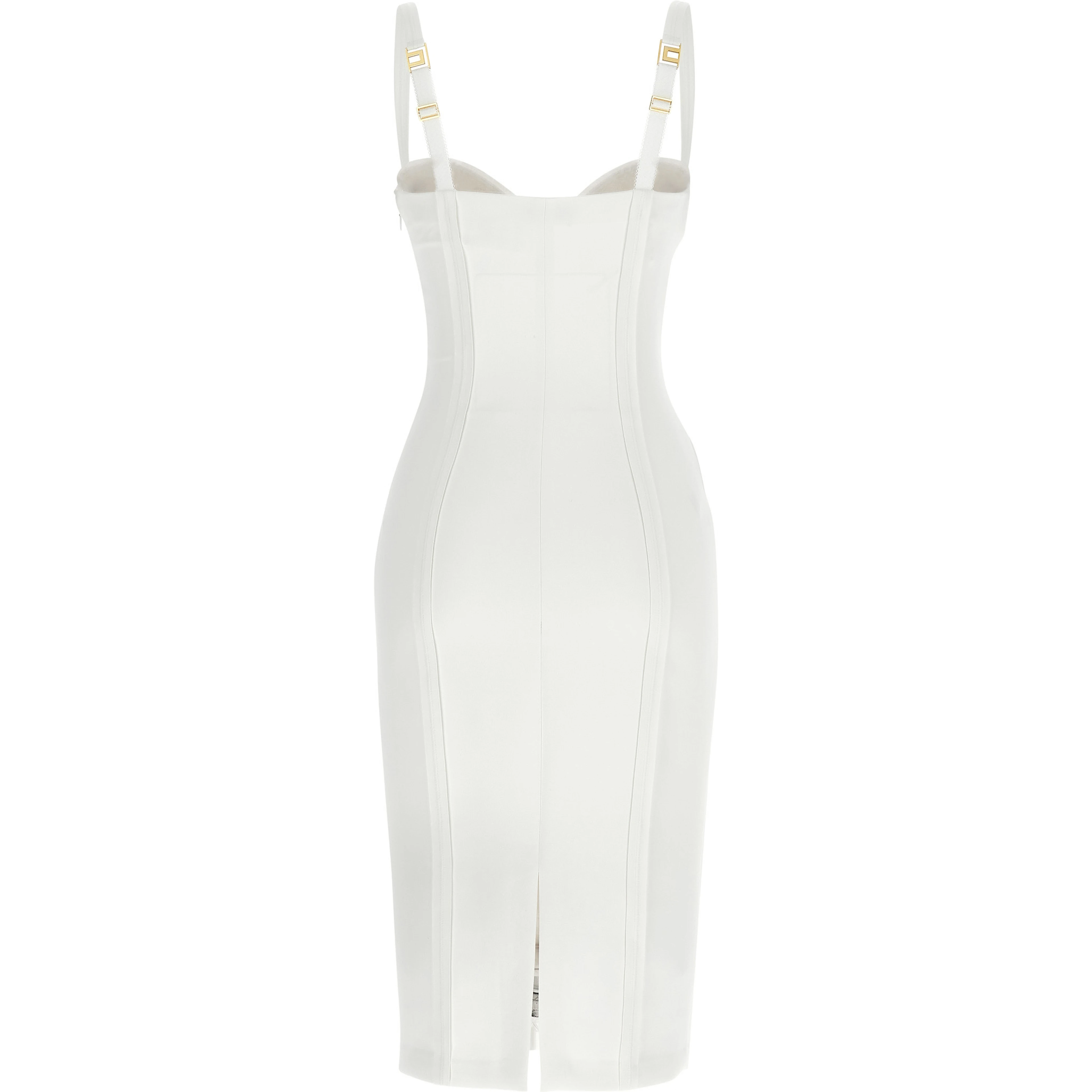 White Polyester Midi Dress