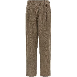 Brown Cotton Casual Pants