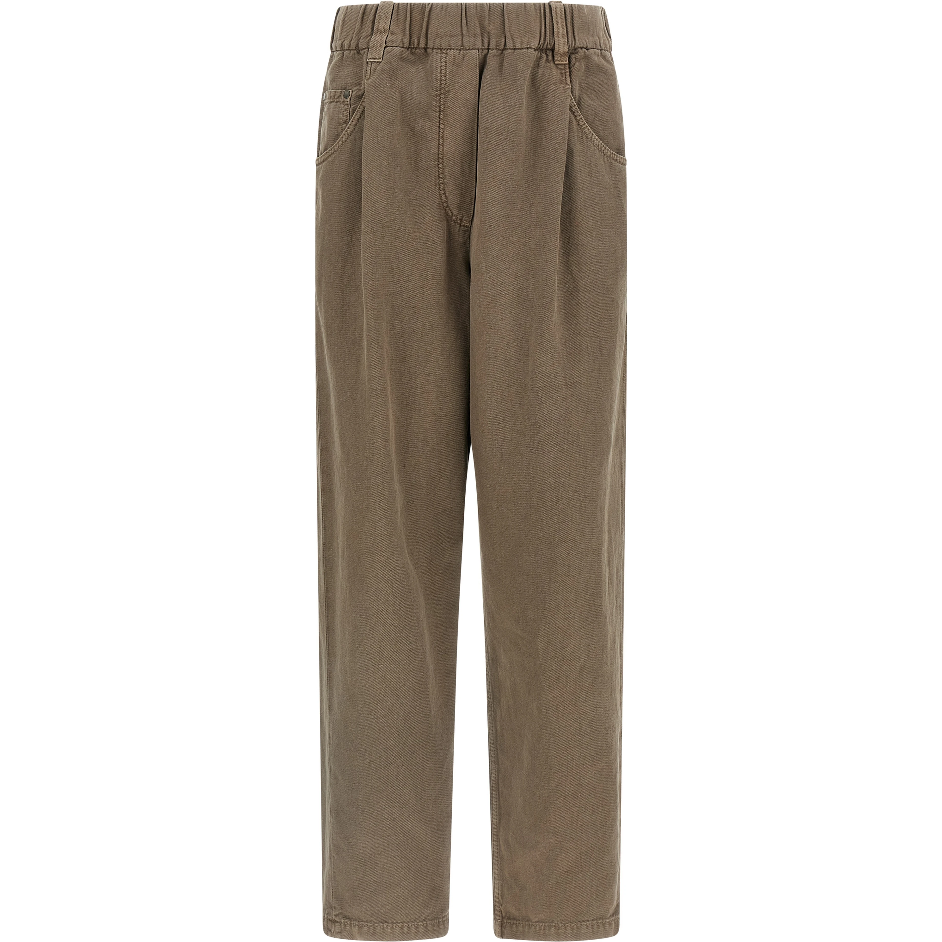Brown Cotton Casual Pants