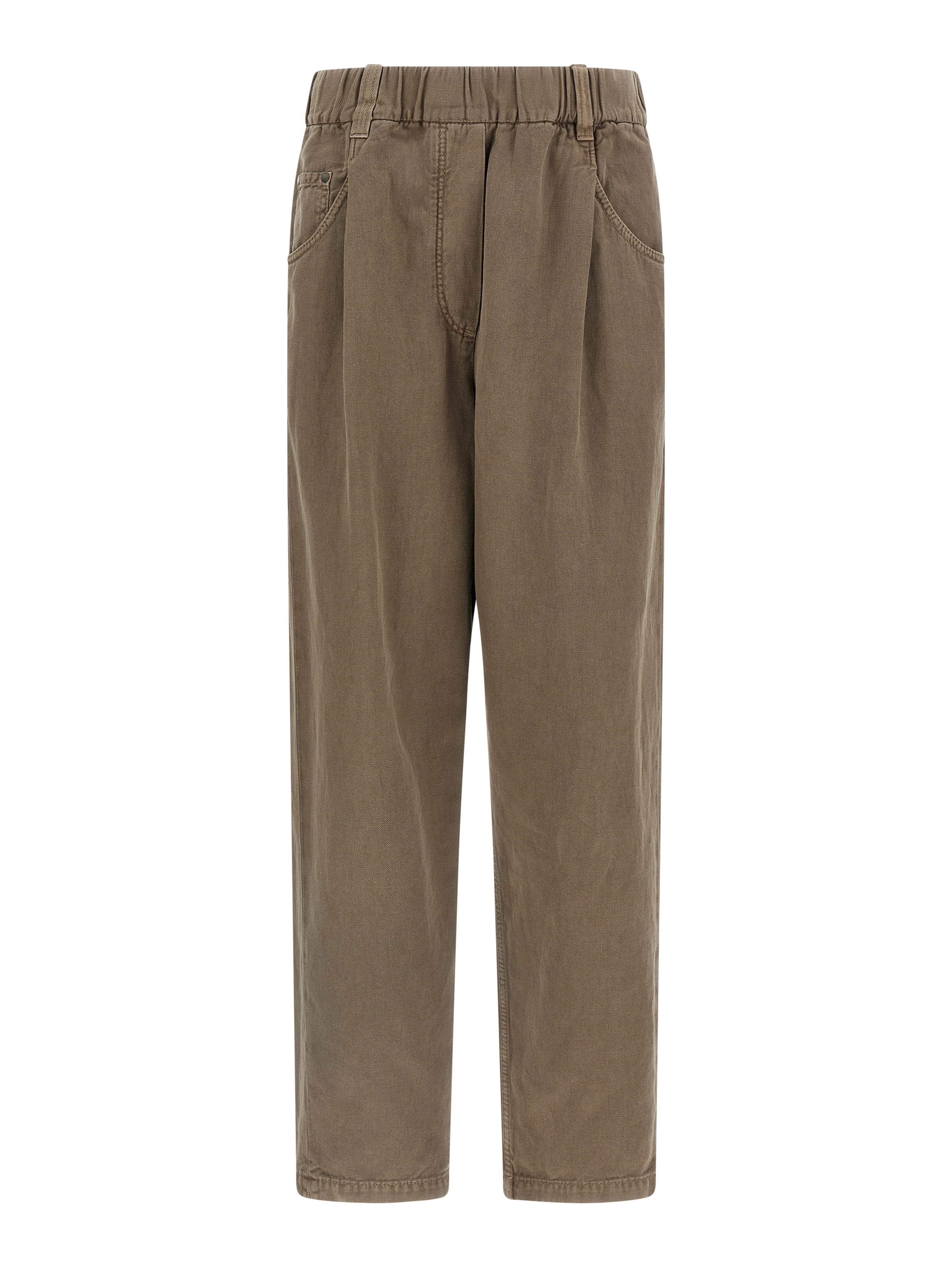 Brown Cotton Casual Pants