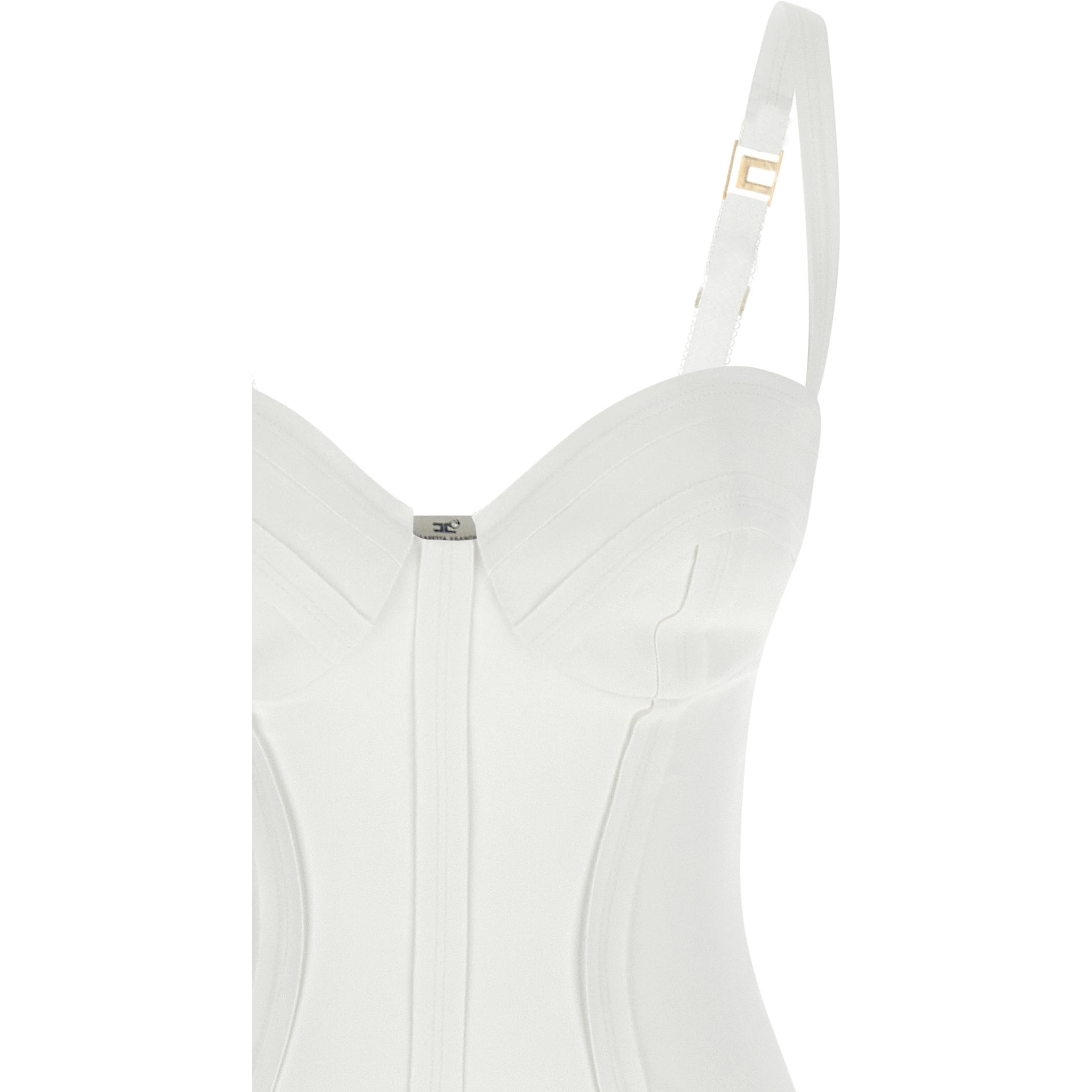 White Polyester Midi Dress