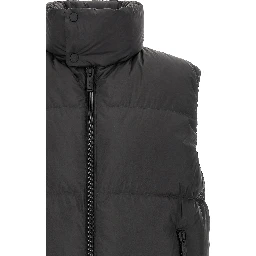 Black Polyester Sleeveless Jacket