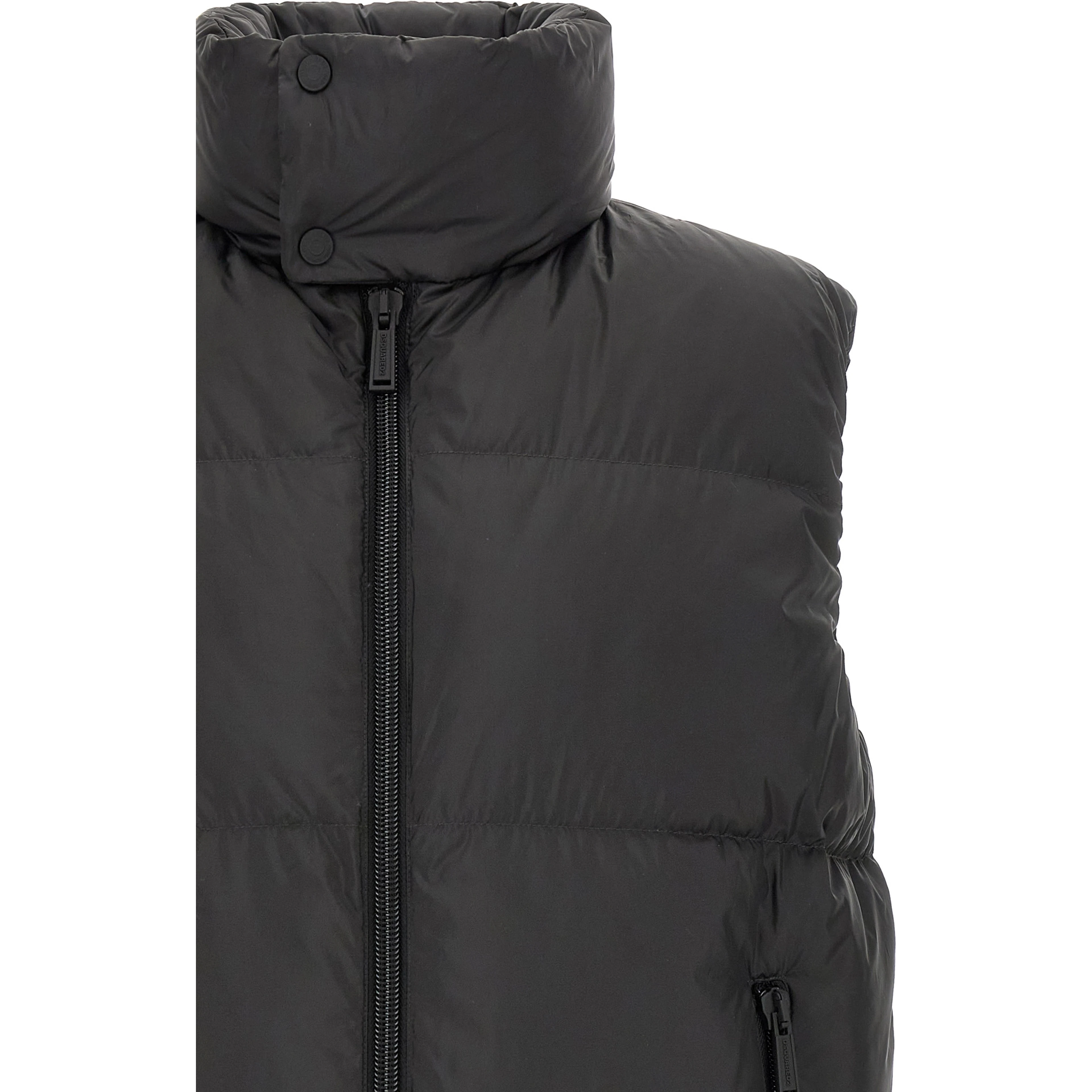 Black Polyester Sleeveless Jacket