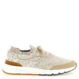 Beige Cotton Athletic Sneakers