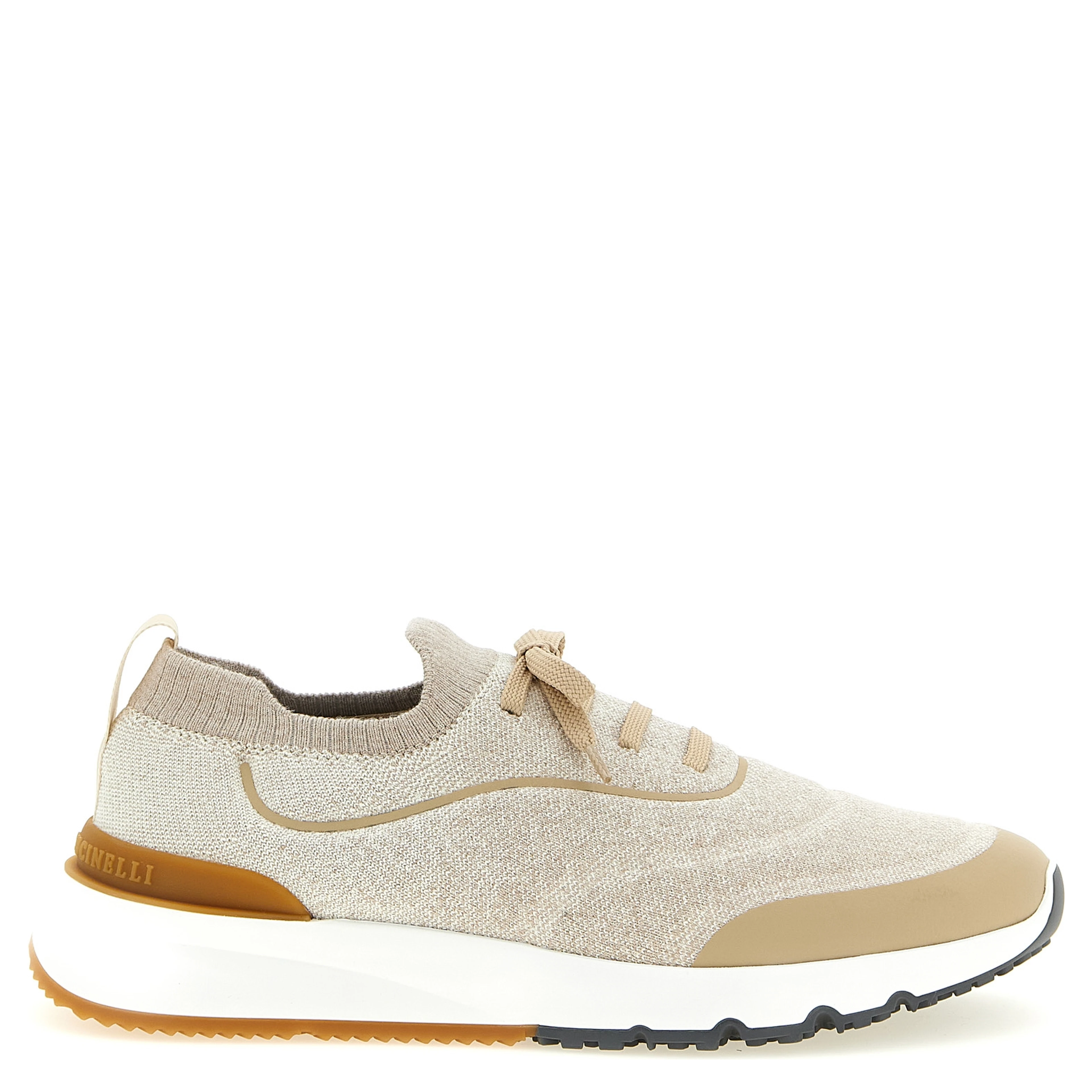 Beige Cotton Athletic Sneakers