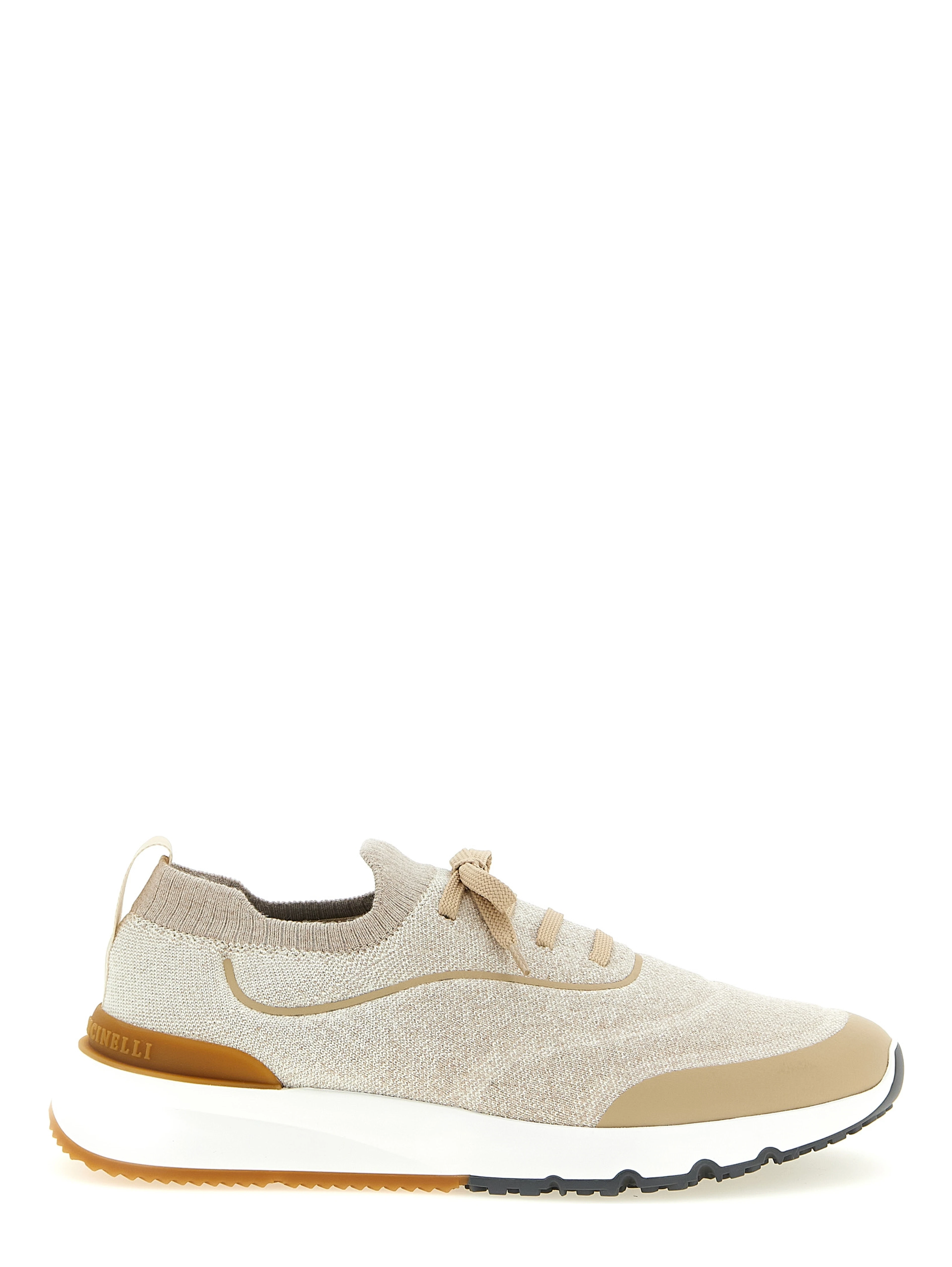 Beige Cotton Athletic Sneakers